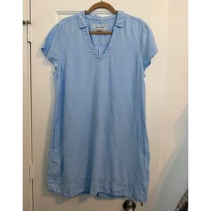Tommy Bahama Light Blue Two Palms Linen Dress Lined Pockets Large